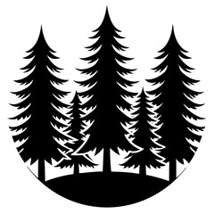 Pine trees Silhouette Black Vector