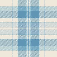 Ragged textile pattern plaid, apparel seamless texture tartan. Customer background vector fabric check in light and cyan colors.