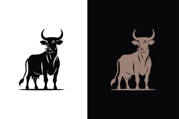  Cow black silhouette isolated on white background. Cow black silhouette icon.