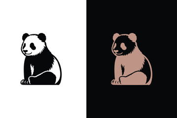 Panda  vector illustration, panda silhouette vector icon on white background. © MONI