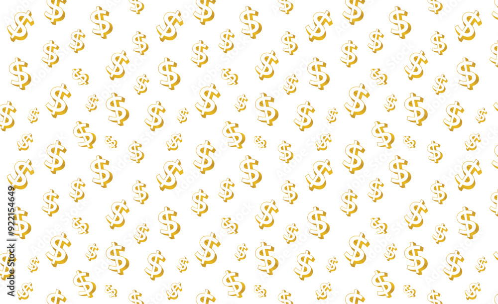 Poster 3d dollar sign gold seamless vector editable pattern background. money sign vector pattern backgroun