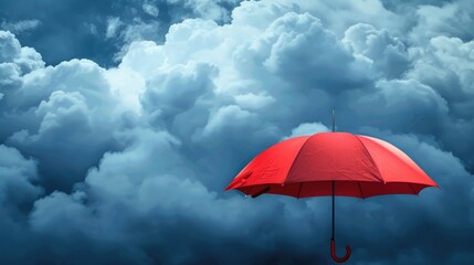 Umbrella Illustration. Protecting Concept with Cloudy Background