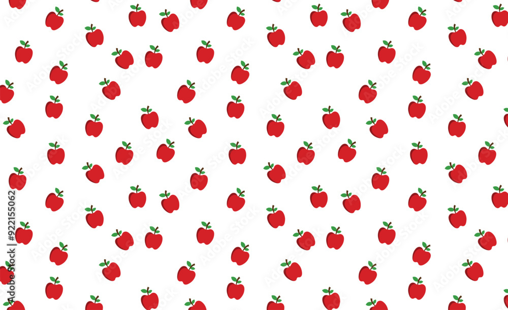 Poster seamless colorful vector apple background - repeating pattern of red apple slices, tropical fruit de