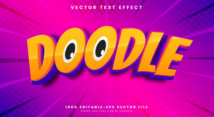 Doodle cartoon gaming style editable text effect template