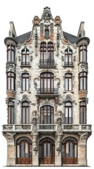 Obraz premium Art nouveau tall building architecture window person.