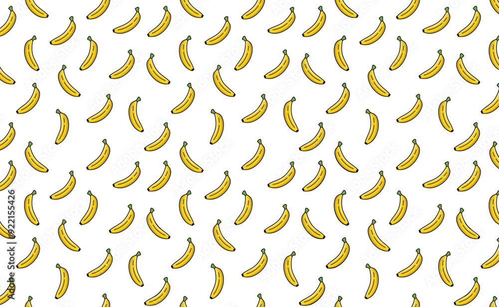 Poster seamless colorful vector banana background - repeating pattern of yellow banana slices, tropical fru
