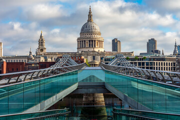 St. Paul's cathedral seen from Millennium bridge, London, UK