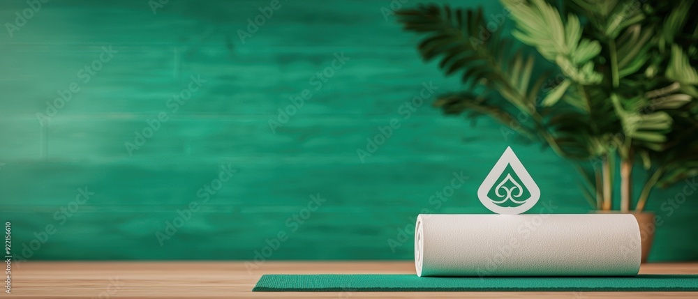 Poster finding balance and harmony in a yoga class - with copy space