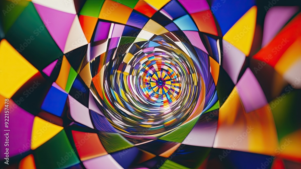 Aufkleber Abstract Kaleidoscope Pattern Swirling With Vibrant Colors in a Dynamic Display of Shapes