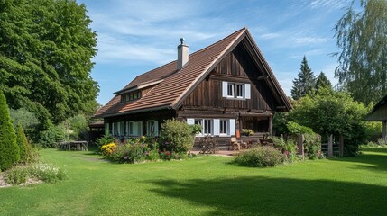 Obraz premium Charming Wooden House Surrounded by Nature