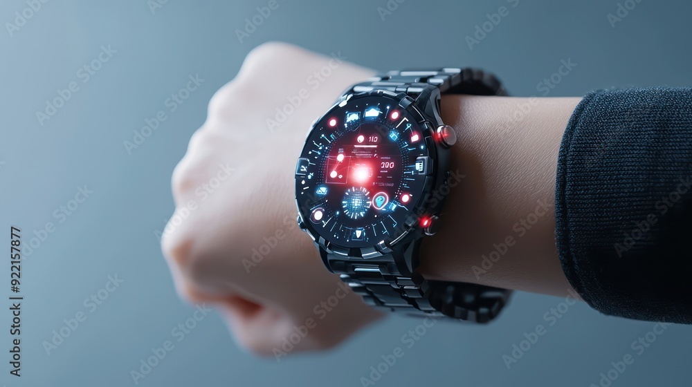 Aufkleber seamless integration: glowing ai-powered digital assistant on smartwatch, generative ai