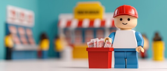 Vibrant Lottery Booth Crowd with Copy Space for Text in - Selective Focus on Ticket Buyers