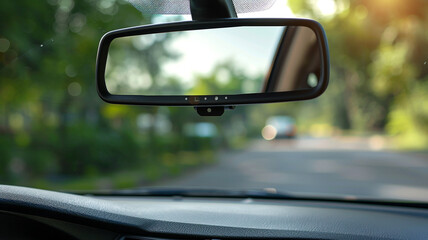 blank white rear view mirror inside car