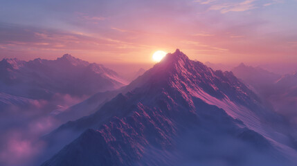 Naklejka premium sunrise over the mountains