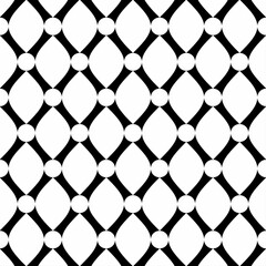 Naklejka premium Seamless black and white geometric pattern, consisting of curves and circle shapes. Suitable for graphic design, textiles, prints, wallpapers, backgrounds, etc.