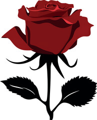 Single red rose clipart watercolor white background