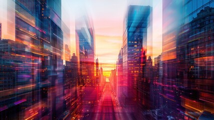 Obraz premium Cityscape with Blurred Lights and Vibrant Colors