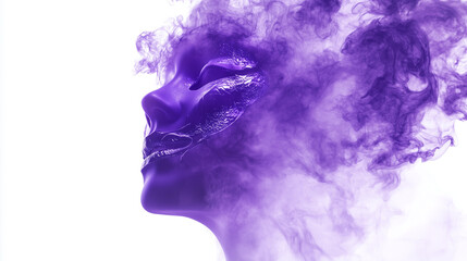 image of a mask exploding and emitting purple smoke