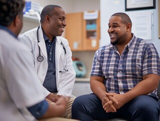 Obraz premium Doctor consulting with patient in a medical office during daytime