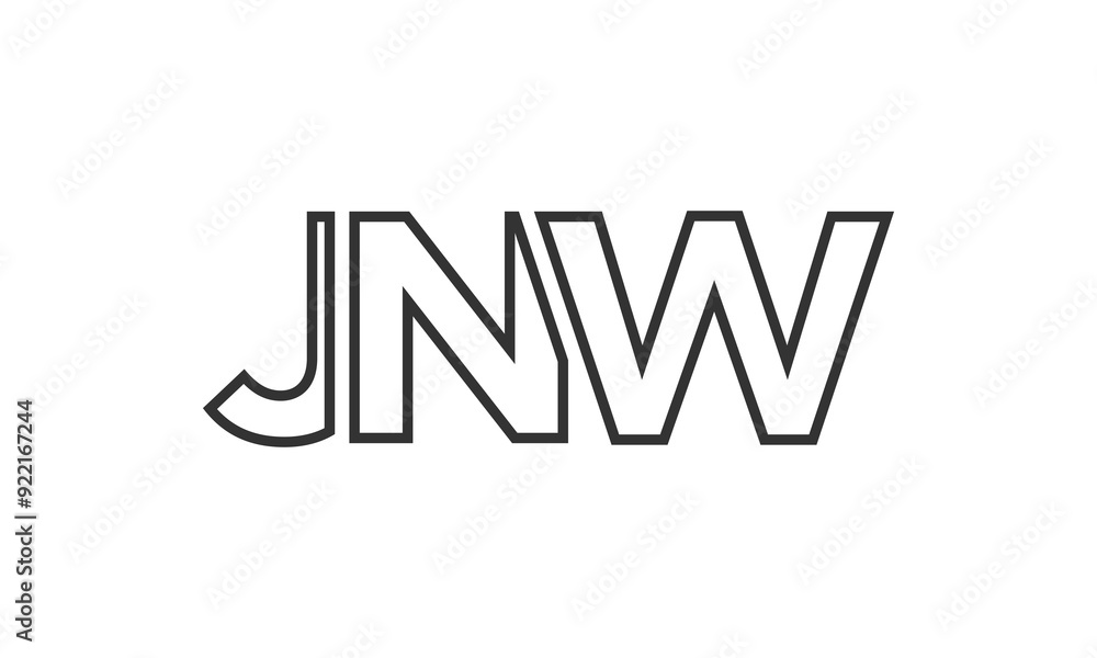 Fototapete jnw logo design template with strong and modern bold text. initial based vector logotype featuring s