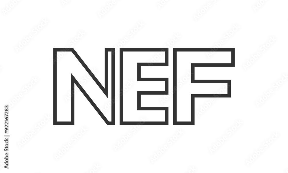 Poster nef logo design template with strong and modern bold text. initial based vector logotype featuring s