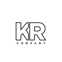 Letter K and R, KR logo design template. Minimal monogram initial based logotype.