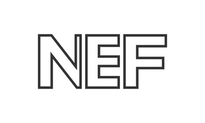 NEF logo design template with strong and modern bold text. Initial based vector logotype featuring simple and minimal typography. Trendy company identity.