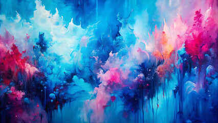 Fototapeta premium abstract painting of a blue and pink abstract
