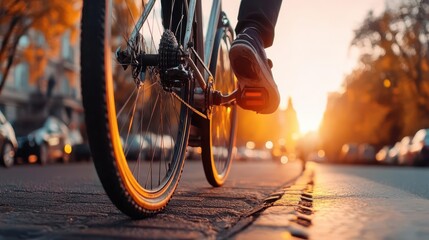 Naklejka premium Urban cycling culture, vibrant mobility, sustainable commuting, active lifestyles