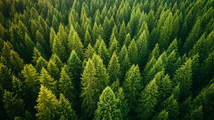 Aerial View of Lush Pine Forest