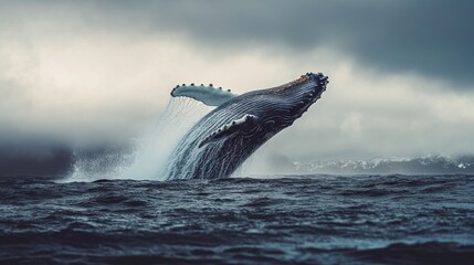 Fototapeta premium Humpback Whale Leaping Out of the Ocean