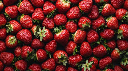Strawberry background. Top view of fresh ripe strawberry fruits