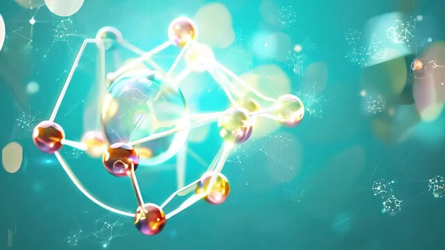 molecule or atom, Abstract structure for Science or medical background, 3d illustration, science, atom, abstract, chemistry, structure, blue, chemical, background