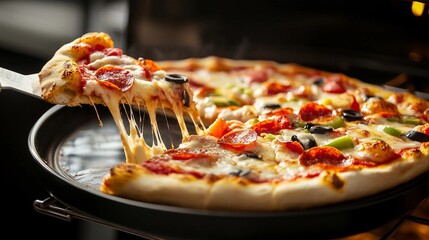a pizza with pepperoni and olives is being cooked on a grill.