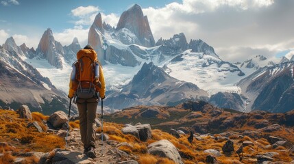 A lone hiker pauses on a mountain trail, surrounded by towering peaks and a vast, empty landscape, capturing the feeling of being alone in the wilderness.