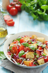 Panzanella salad, traditional dish of Italian cuisine