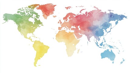 Colorful Watercolor World Map