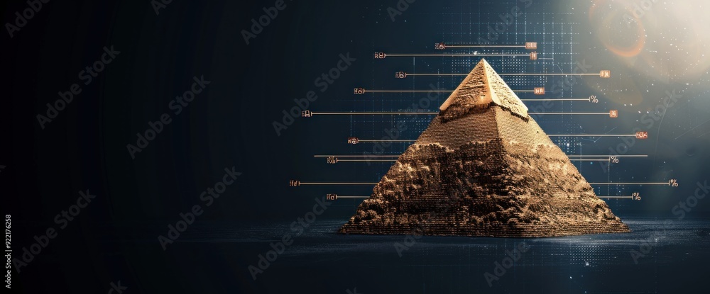 Poster abstract background with egyptian pyramids and business graphs, featuring natural light and copy spa