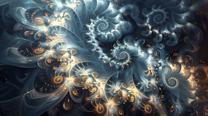 Infinite fractal designs expand outward, evoking an impression of limitless intricacy and aesthetic allure.