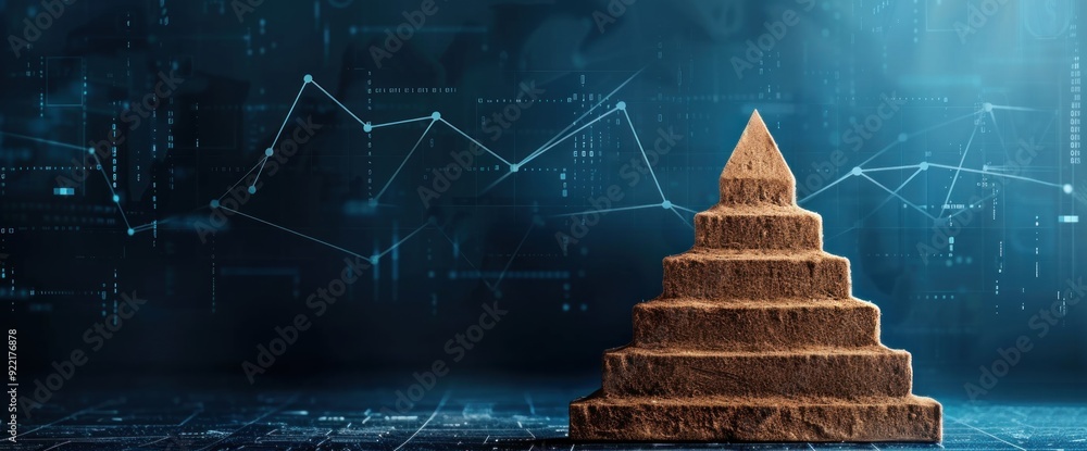 Aufkleber egyptian pyramids in abstract business graphs background with natural light and open copy space