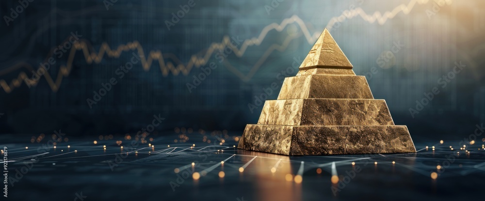 Aufkleber egyptian pyramids in abstract business graphs background with natural light and open copy space