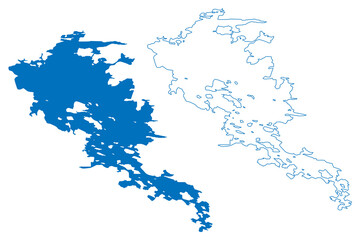 Obraz premium Lake Topozero (Russia, Russian Federation, Republic of Karelia) map vector illustration, scribble sketch Topozero map