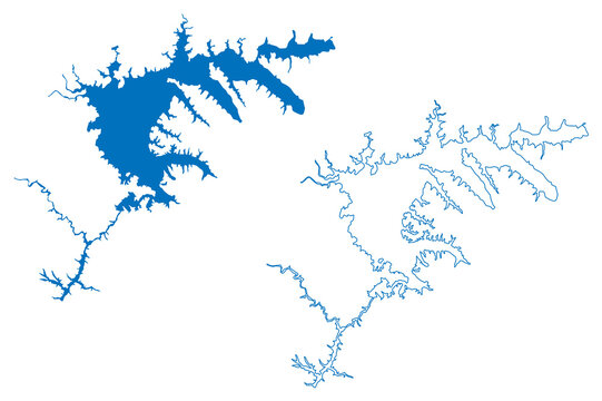Zeya Lake (Russian Federation, Russia) map vector illustration, scribble sketch Reservoir Zeya Dam map