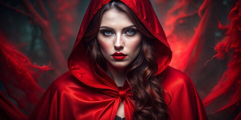 Scarlet Enigma: Intriguing, captivating, red, shadows, enigmatic presence