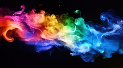 Fototapeta premium Colorful rainbow smoke on a black background. Background from the smoke of vape