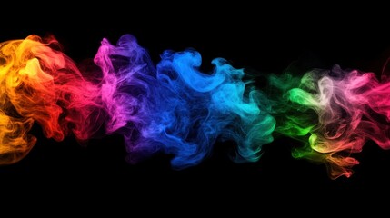 Abstract smoke isolated on black background,Rainbow smoke of Joss stick