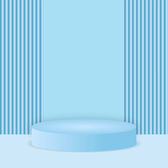 3D background with blue cylinder stand podium wall scene. Pastel minimal mockup product display. Abstract geometric platforms. Stage showcase
