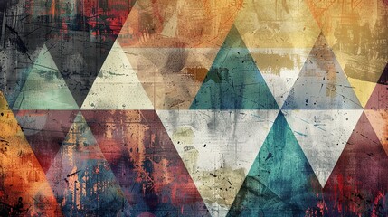 Contemporary grunge photo wallpaper featuring geometric