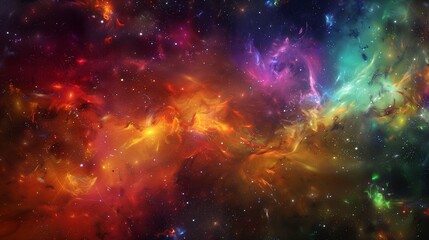 Fototapeta premium An abstract cosmos filled with stars and nebulae, where vibrant colors swirl in a celestial choreography.