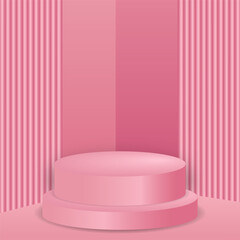 Modern background platform with pink podium. Background vector 3d crystal podium platform. Stage showcase on pedestal modern 3d studio platform